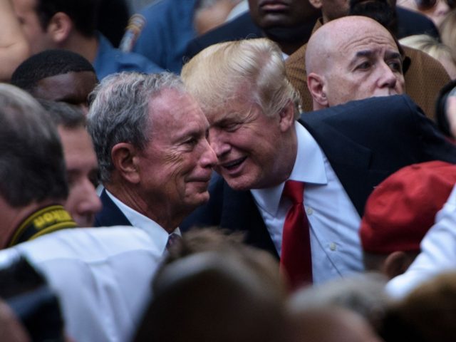 US Republican presidential nominee Donald Trump speaks to former New York City Mayor Micha