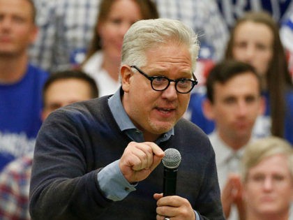 PROVO, UT - MARCH 19: Conservative radio talk show host Glenn Beck speaks at republican presidential candidate Ted Cruz campaign rally on March 19, 2016 in Provo, Utah. The Republican and Democratic caucus will be held in Utah on Tuesday March 22, 2016. (Photo by George Frey/Getty Images