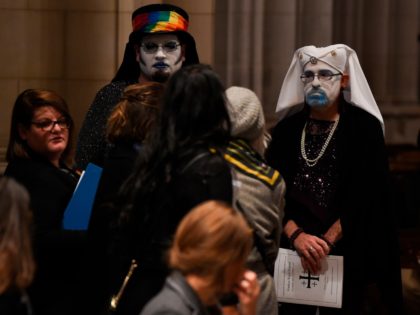 Sisters of Perpetual Indulgence attend the remembrance ceremony for Matthew Shepard at the Washington National Cathedral on October 26, 2018, in Washington, DC. - Two decades ago the brutal killing of Matthew Shepard, a 21-year-old gay college student, sent shockwaves across the United States, raising awareness about violence against homosexuals …