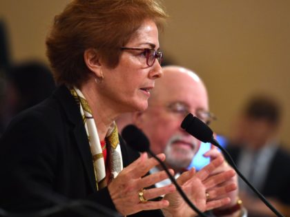 Former US Ambassador to the Ukraine Marie Yovanovitch testifies before the House Permanent Select Committee on Intelligence as part of the impeachment inquiry into US President Donald Trump, on Capitol Hill on November 15, 2019 in Washington DC. - Public impeachment hearings resume Friday with the testimony of former ambassador …