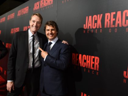 HARAHAN, LA - OCTOBER 16: Writer Lee Child and Tom Cruise attend the fan screening of the