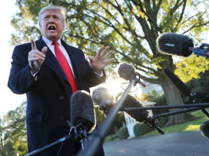 WASHINGTON, DC - NOVEMBER 01: U.S. President Donald Trump talks to reporters before depart