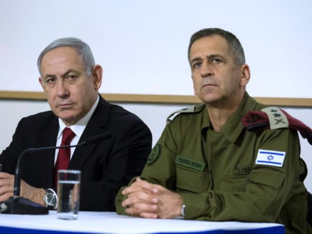 TEL AVIV, ISRAEL - NOVEMBER 12: Israeli Prime Minister Benjamin Netanyahu and IDF Chief Av