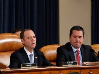 House Intelligence Committee Chairman Rep. Adam Schiff, D-Calif., center, give his open st