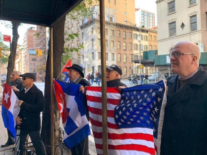 Cuban and American human rights activists hold a vigil for Armando Sosa Fortuny, who died in Cuban prison after serving 43 years in political prison, in front of the Cuban U.N. offices on November 1, 2019. (Courtesy Assembly of the Cuban Resistance)
