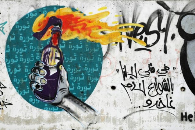 Protest graffiti fills Beirut's posh downtown