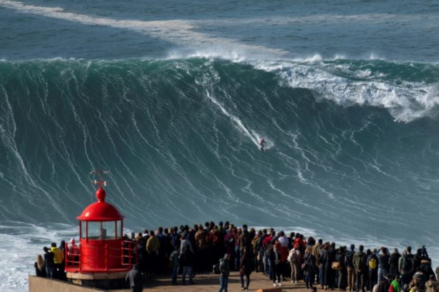 Extreme surfers catch record waves in Portuguese town