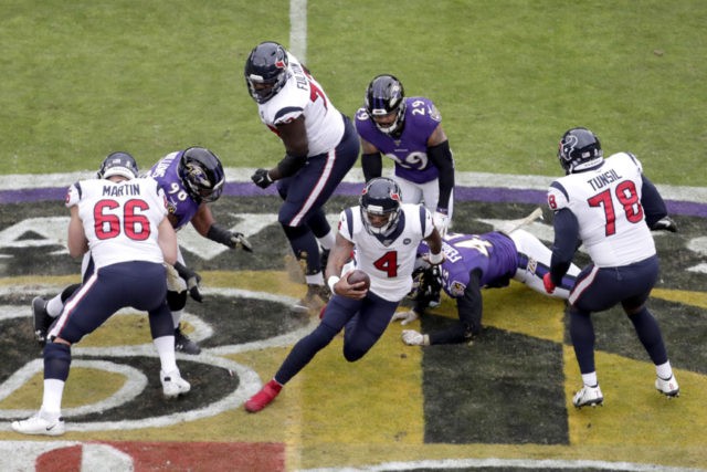 Texans Ravens Football Houston Texans quarterback Deshaun Watson (4) scrambles against the Baltimore Ravens during the first half of an NFL football game, Sunday, Nov. 17, 2019, in Baltimore. (AP Photo/Julio Cortez) The Associated Press
