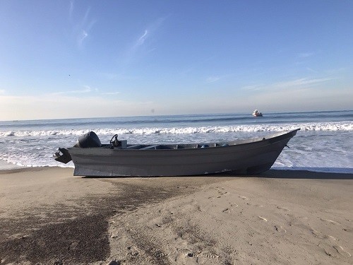 An alleged human smuggler beached his panga on a California beach near San Clemente. (Photo: U.S. Customs and Border Protection/San Diego Sector)