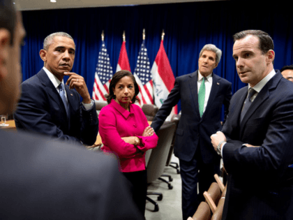 President Barack Obama meets with advisors prior to a bilateral meeting with Prime Minister Haider al-Abadi of Iraq at the United Nations in New York, N.Y., Sept. 24, 2014. With the President from left are: Phil Gordon, White House Coordinator for Middle East, North Africa and the Gulf Region; National …