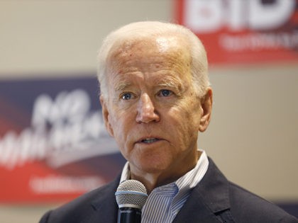 Democratic presidential candidate former Vice President Joe Biden speaks during a meeting