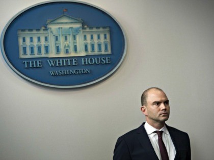 US Deputy National Security Advisor Ben Rhodes attends a briefing about US President Barac