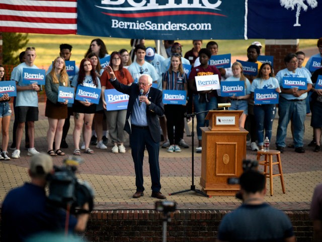 Democratic presidential contender U.S. Sen. Bernie Sanders, from Vermont, addresses a crow