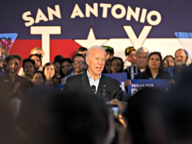 SAN ANTONIO, TX - DECEMBER 13: Democratic presidential candidate and former U.S. Vice President Joe Biden speaks at a community event while campaigning on December 13, 2019 in San Antonio, Texas. Texas will hold its Democratic primary on March 3, 2020, also known as Super Tuesday. (Photo by Daniel Carde/Getty …