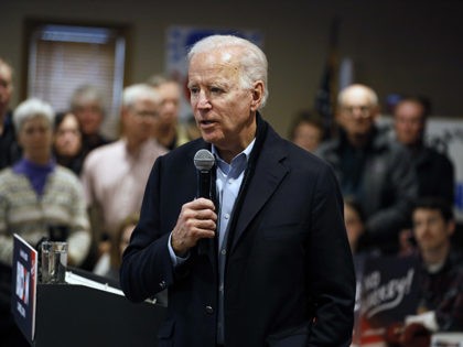 Democratic presidential candidate former Vice President Joe Biden speaks during a meeting