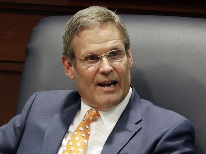 FILE - In this April 17, 2019, file photo, Tennessee Gov. Bill Lee takes part in a discussion on state-level criminal justice reform in Nashville, Tenn. Republican Gov. Bill Lee says Tennessee won't stop resettling refugees under an option offered to states by President Donald Trump's administration. (AP Photo/Mark Humphrey, …