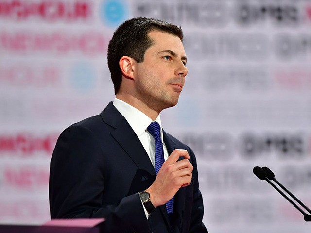 Democratic presidential hopeful Mayor of South Bend, Indiana Pete Buttigieg speaks during the sixth Democratic primary debate of the 2020 presidential campaign season co-hosted by PBS NewsHour & Politico at Loyola Marymount University in Los Angeles, California on December 19, 2019. (Photo by Frederic J. Brown / AFP) (Photo by …
