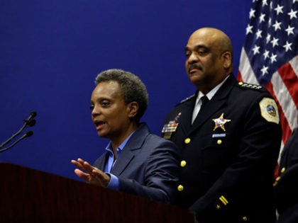 CHICAGO, IL - NOVEMBER 07: Chicago Mayor Lori Lightfoot speaks about Chicago Police Department Superintendent Eddie Johnson announcing his retirement during a news conference with at the Chicago Police Department's headquarters November 7, 2019 in Chicago, Illinois. Johnson who will retire at the end of the year was promoted to …