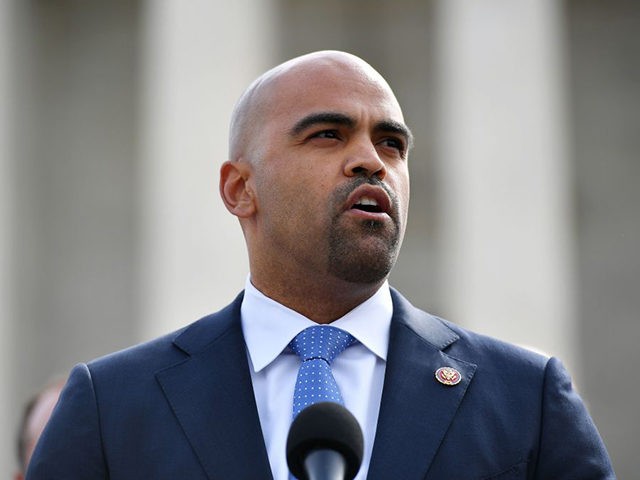 Representative Colin Allred, D-TX, speaks in front of the US Supreme Court during an event