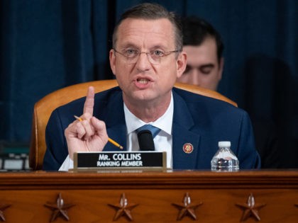 House Judiciary Ranking Member Doug Collins, Republican of Georgia, speaks during a House Judiciary Committee hearing on the impeachment of US President Donald Trump on Capitol Hill in Washington, DC, December 4, 2019. - The next phase of impeachment begins December 4, 2019 in the US Congress as lawmakers weigh …