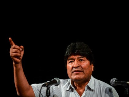 Bolivia's ex-President Evo Morales gestures during a press conference in Buenos Aires, on