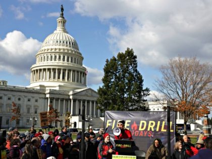 WASHINGTON, DC - NOVEMBER 08: Actress Jane Fonda speaks in front of the U.S. Capitol prior