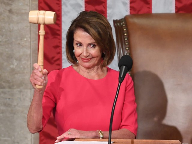 Incoming House Speaker Nancy Pelosi, D-CA, holds the gavel during the opening session of the 116th Congress at the US Capitol in Washington, DC, January 3, 2019. - Veteran Democratic lawmaker Nancy Pelosi was elected speaker of the House Thursday for the second time in her political career, a striking comeback for the only woman ever to hold the post. (Photo by SAUL LOEB / AFP) (Photo credit should read SAUL LOEB/AFP via Getty Images)