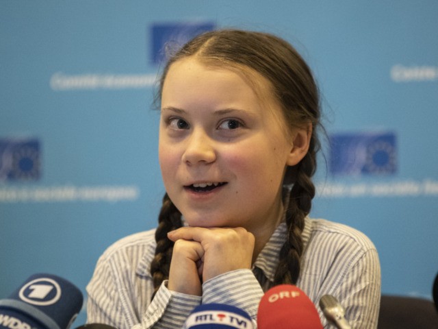 BRUSSELS, BELGIUM - FEBRUARY 21: Greta Thunberg, climate activist speaks at Civil Society