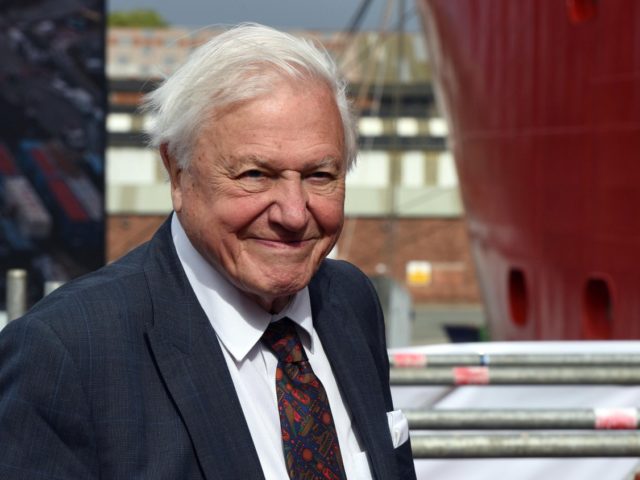 Britain's Sir David Attenborough reacts during the naming ceremony of Britain's
