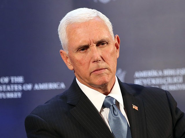 US Vice President Mike Pence attends a press conference after a meeting with Turkish Presi