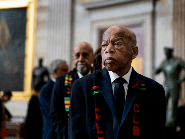 Civil Rights icon Congressman John Lewis (D-GA) prepares to pay his respects to U.S. Rep. Elijah Cummings (D-MD) who lies in state within Statuary Hall during a memorial ceremony on Capitol Hill on October 24, 2019 in Washington, DC. (Photo by Melina Mara-Pool/Getty Images)