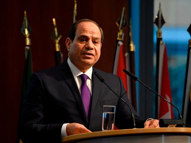 Egypt's President Abdel Fattah al-Sisi addresses participants of the "G20 Investment Summit - German Business and the CwA Countries 2019" on the sidelines of a Compact with Africa (CwA) in Berlin on November 19, 2019. (Photo by John MACDOUGALL / POOL / AFP) (Photo by JOHN MACDOUGALL/POOL/AFP via Getty Images)