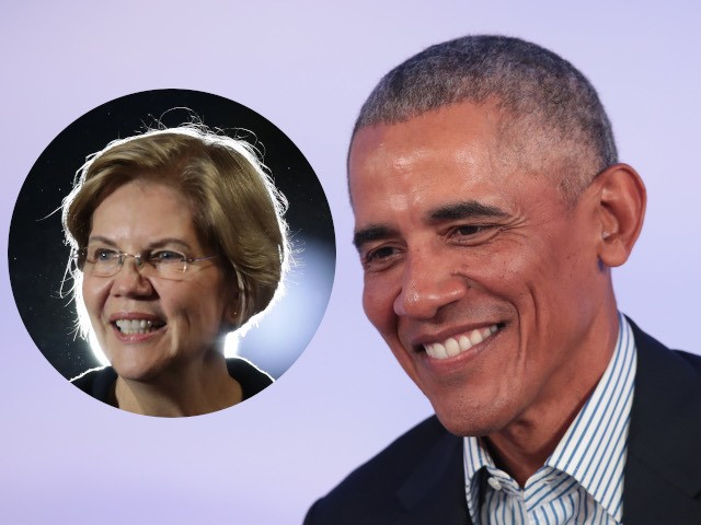 (INSET: Elizabeth Warren) CHICAGO, ILLINOIS - OCTOBER 29: Former U.S. President Barack Oba
