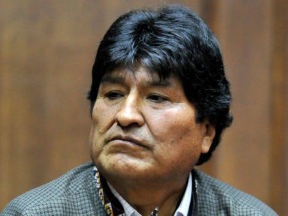 Bolivia's exiled ex-President Evo Morales gestures as he delivers a speech at the Mexican