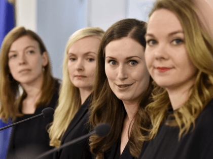 (From L) Minister of Education Li Andersson, Minister of Interior Maria Ohisalo, Prime Minister Sanna Marin, Minister of Finance Katri Kulmuni give a press conference of the new Finnish government in Helsinki, Finland on December 10, 2019. - Finland's Social Democrats elected a 34-year-old former transport minister to the post …