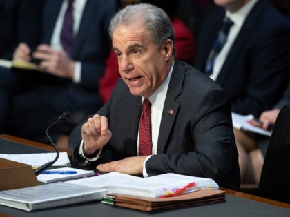 Justice Department Inspector General Michael Horowitz testifies about the Inspector General's report on alleged abuses of the Foreign Intelligence Surveillance Act (FISA) during a Senate Judiciary Committee hearing on Capitol Hill in Washington, DC, December 11, 2019. (Photo by SAUL LOEB / AFP) (Photo by SAUL LOEB/AFP via Getty Images)