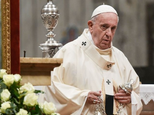Pope Francis swings a thurible of incence during a mass for Our Lady of Guadalupe on December 12, 2019 at St. Peter's Basilica in the Vatican. (Photo by Alberto PIZZOLI / AFP) (Photo by ALBERTO PIZZOLI/AFP via Getty Images)