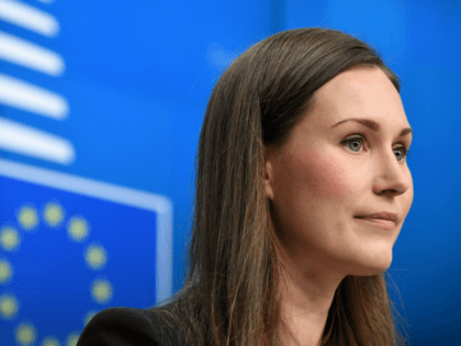 Finland's Prime Minister Sanna Marin gives a press conference during a European Union Summit at the Europa building in Brussels on December 13, 2019. - EU leaders on December 13, reached an agreement to work for carbon neutrality by 2050 -- but without the agreement of coal-hungry Poland. EU leaders …