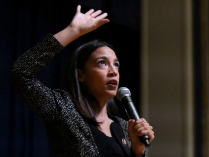 NEW YORK, NY - DECEMBER 14: Rep. Alexandria Ocasio-Cortez (D-NY) speaks during a Green New