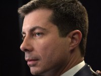 Democratic presidential hopeful Mayor of South Bend, Indiana Pete Buttigieg stands in the spin room after the sixth Democratic primary debate of the 2020 presidential campaign season co-hosted by PBS NewsHour & Politico at Loyola Marymount University in Los Angeles, California on December 19, 2019. (Photo by Agustin PAULLIER / …