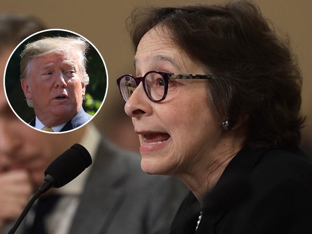 (INSET: President Donald Trump) WASHINGTON, DC - DECEMBER 04: Constitutional scholars Pamela Karlan (R) of Stanford University and Noah Feldman (L) of Harvard University testify before the House Judiciary Committee in the Longworth House Office Building on Capitol Hill December 4, 2019 in Washington, DC. This is the first hearing …
