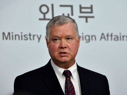 SEOUL, SOUTH KOREA - DECEMBER 16: U.S. Special Representative for North Korea Stephen Biegun attends the brief after meeting with South Korea's special representative for Korean Peninsula Peace and Security Affairs Lee Do-hoon (not pictured) on December 16, 2019 in Seoul, South Korea. Biegun arrived in Seoul the previous day …