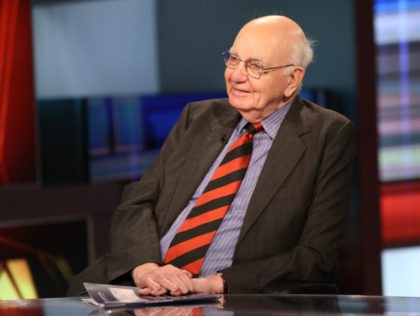 NEW YORK, NY - JUNE 17: Former Chairman of the Federal Reserve Paul Volcker, visits FOX B