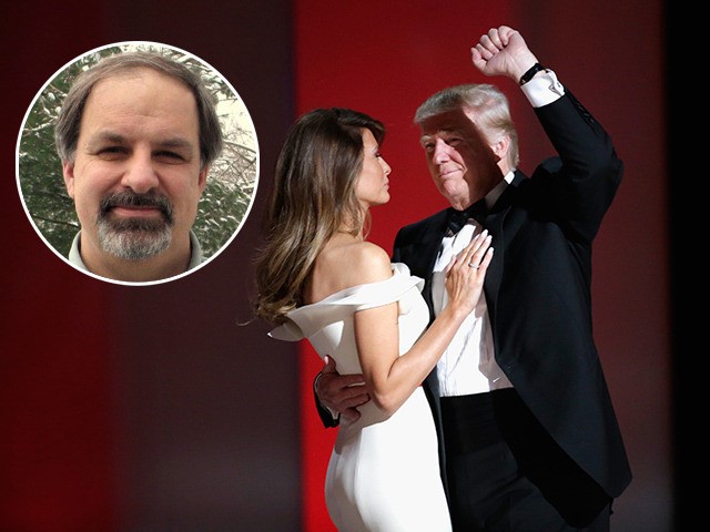 (INSET: Christianity Today Editor-in-Chief Mark Galli) WASHINGTON, DC - JANUARY 20: President Donald Trump makes a fist while dancing with wife Melania Trump at the Liberty Inaugural Ball on January 20, 2017 in Washington, DC. The Liberty Ball is the first of three inaugural balls that President Donald Trump will …