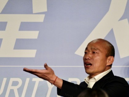 Kuomintang (KMT) party's presidential candidate Han Kuo-yu speaks during a briefing at the