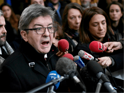 France's leftist party La France Insoumise (LFI) president Jean-Luc Melenchon answers journalists' questions on December 9, 2019 at the courthouse in Bobigny, north of the French capital Paris, following the sentence hearing of his trial after he shoved prosecutor in office during the search of October 2018 at the headquarters …