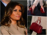First Lady Melania Trump bundled up as she jetted with …
