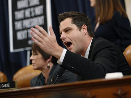 Rep. Matt Gaetz, R-Fla., speaks as the House Judiciary Committee hears investigative findings in the impeachment inquiry of President Donald Trump, Monday, Dec. 9, 2019, on Capitol Hill in Washington. (AP Photo/Andrew Harnik)