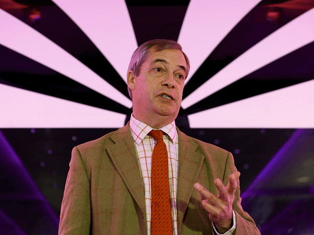 Britain's Brexit party leader Nigel Farage speaks during a general election campaign event
