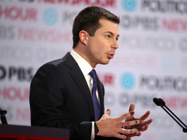 Democratic presidential candidate South Bend, Indiana Mayor Pete Buttigieg speaks during t